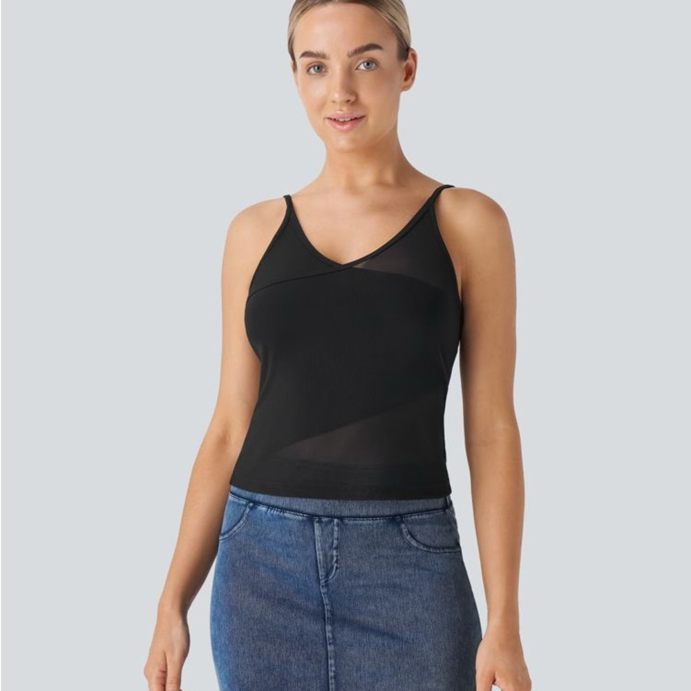 HALARA Black Mesh-Trim Active Top